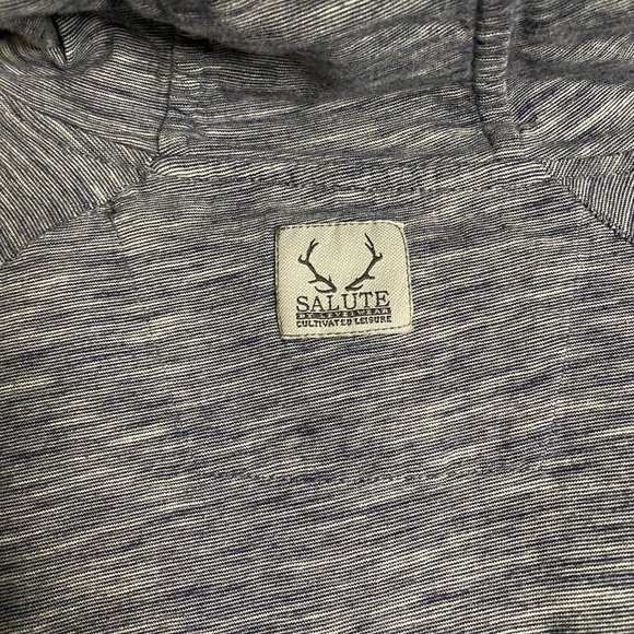 Salute by Levelwear Men's Heather Blue Sweatshirt Henley Hoodie - Picture 7 of 7